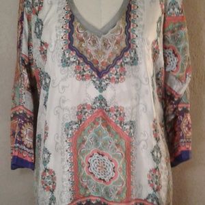 NWT Johnny Was Mandala Silk Blouse Sz M